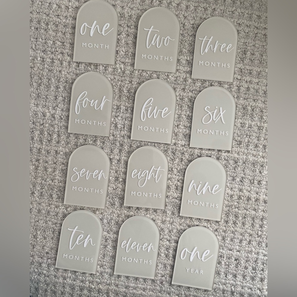 Crafty Brunette Baby Monthly Milestone Photo Arch Acrylic Cards CraftyBrunetteCo